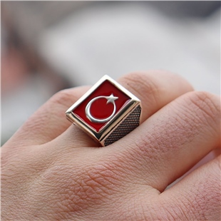 Mineli Ay Yıldızlı 925 Gümüş Yüzük