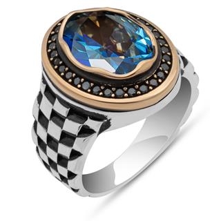 Mistik Topaz Taşlı Kordon Model 925 Gümüş Yüzük