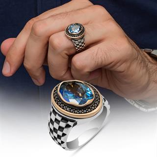 Mistik Topaz Taşlı Kordon Model 925 Gümüş Yüzük