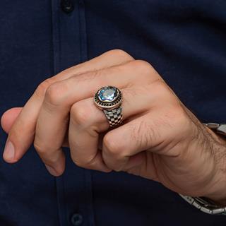 Mistik Topaz Taşlı Kordon Model 925 Gümüş Yüzük