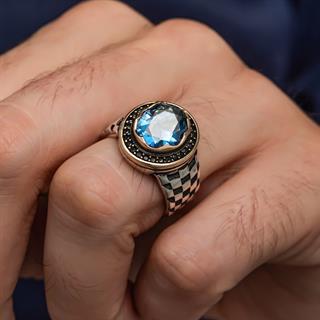 Mistik Topaz Taşlı Kordon Model 925 Gümüş Yüzük