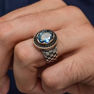 Mistik Topaz Taşlı Kordon Model 925 Gümüş Yüzük