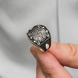 Mührü Süleyman İşleme 925 Gümüş Erkek Yüzük