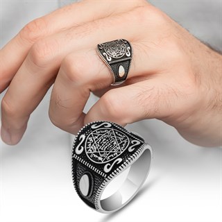 Mührü Süleyman İşleme 925 Gümüş Erkek Yüzük