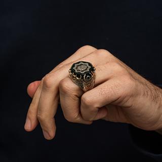 Osmanlı Devleti Armalı 925 Ayar Erkek Gümüş Yüzük