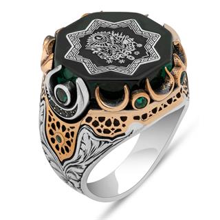 Osmanlı Devleti Armalı 925 Ayar Erkek Gümüş Yüzük