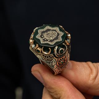 Osmanlı Devleti Armalı 925 Ayar Erkek Gümüş Yüzük