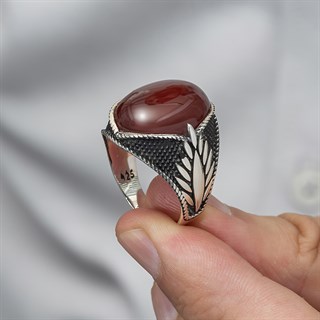 Oval Akik Taşlı 925 Gümüş Erkek Yüzük