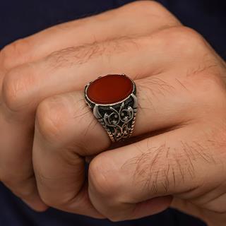 Oval Akik Taşlı 925 Gümüş Erkek Yüzük