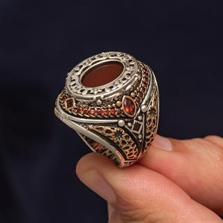 Oval Akik Taşlı 925 Gümüş Erkek Yüzük