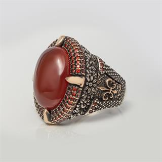 Oval Akik Taşlı 925 Gümüş Erkek Yüzük