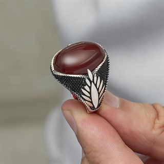 Oval Akik Taşlı 925 Gümüş Erkek Yüzük