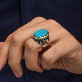 Oval Mavi Taşlı 925 Gümüş Yüzük