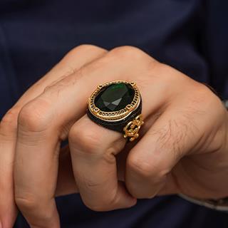 Oval Yeşil Taşlı 925 Ayar Gümüş Yüzük