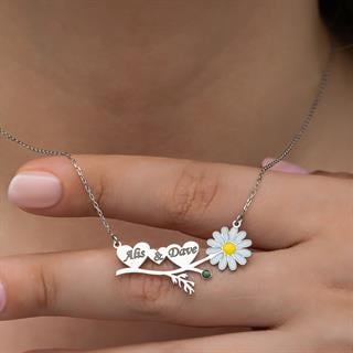 Papatya Kalpli 925 Gümüş İsimli Kolye