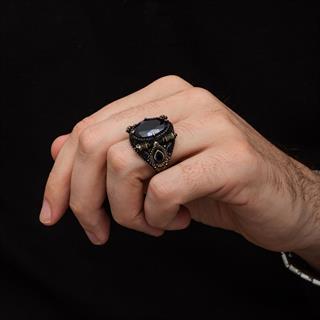 Parlament Taşlı Oval 925 Gümüş Erkek Yüzük