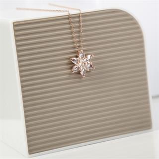 Pembe Taşlı Kamelya Çiçeği 925 Gümüş Kadın Kolye