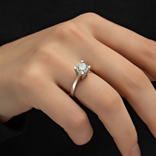 4 Tırnak Swarovski Taşlı Gümüş  Yüzük