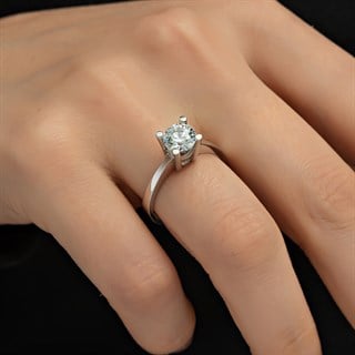 4 Tırnak Swarovski Taşlı Gümüş  Yüzük