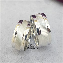 Rodyum Kaplama Çift Gümüş Alyans Yüzük