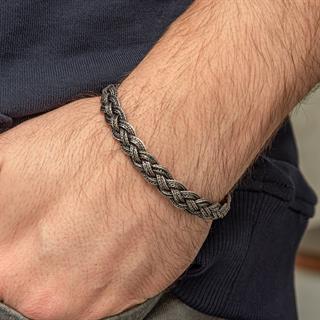 Saç Örgüsü Hasır 925 Gümüş Bileklik Künye