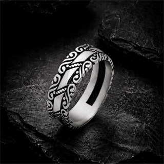 Sarmaşık Model Vintage Tek Gümüş Alyans Yüzük
