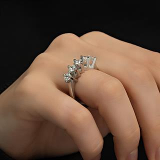 Swarovski Taşlı 925 Gümüş Beştaş Yüzük
