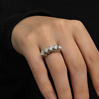 Swarovski Taşlı 925 Gümüş Beştaş Yüzük