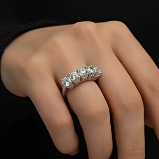 Swarovski Taşlı Gümüş Beştaş Yüzük