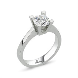 V Montür Swarovski Taşlı 925 Gümüş Tektaş Yüzük