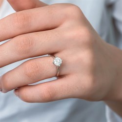 Swarovski Taşlı Gümüş Tektaş Yüzük