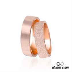 6 Mm Rose Kaplama Kumlu Çift Gümüş Alyans Yüzük