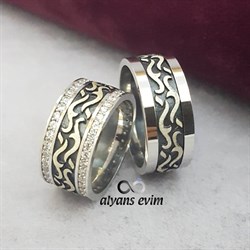 Yeni Tasarım Çift Gümüş Alyans Yüzük