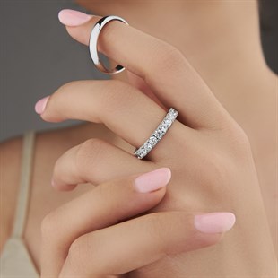 Yeni Tasarım Kalemli İnce Model Çift Gümüş Alyans Yüzük