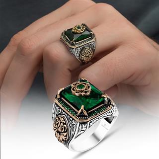 Yeşil Zirkon Taşlı  Gümüş Yüzük