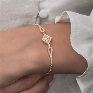 Zirkon Süslemeli Baget Taşlı 925 Gümüş Kadın Bileklik