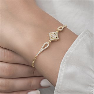 Zirkon Süslemeli Baget Taşlı 925 Gümüş Kadın Bileklik