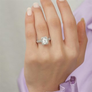 Zirkon Taşlı Baget Tektaş Gümüş Bayan Yüzük