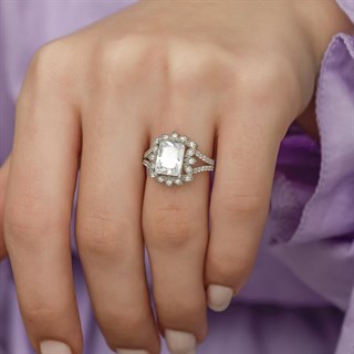 Zirkon Taşlı Gümüş Bayan Baget Yüzük