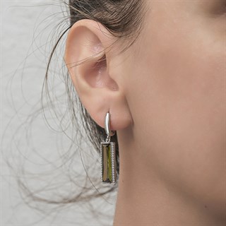  Baget Taşlı  925 Gümüş Küpe