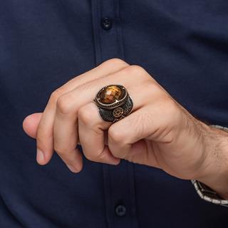 Zultanit Taşlı Ayyıldız Süleyman Mührü 925 Gümüş Yüzük