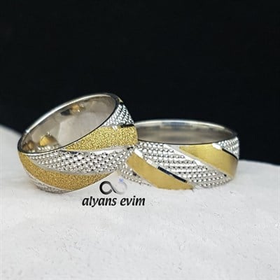 Cnc Desenli Çift Gümüş Alyans