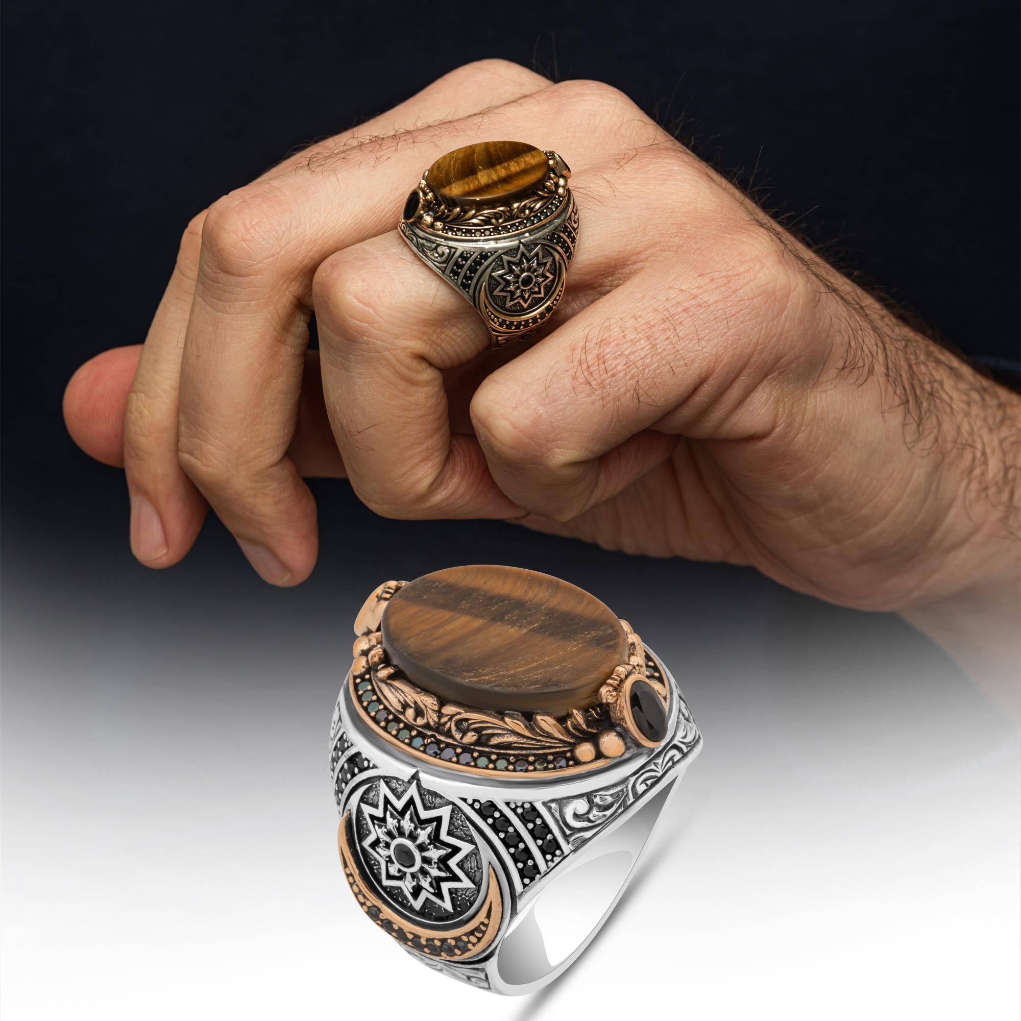 Fetih Koleksiyonu Kaplan Gözü Taşlı 925 Gümüş Yüzük