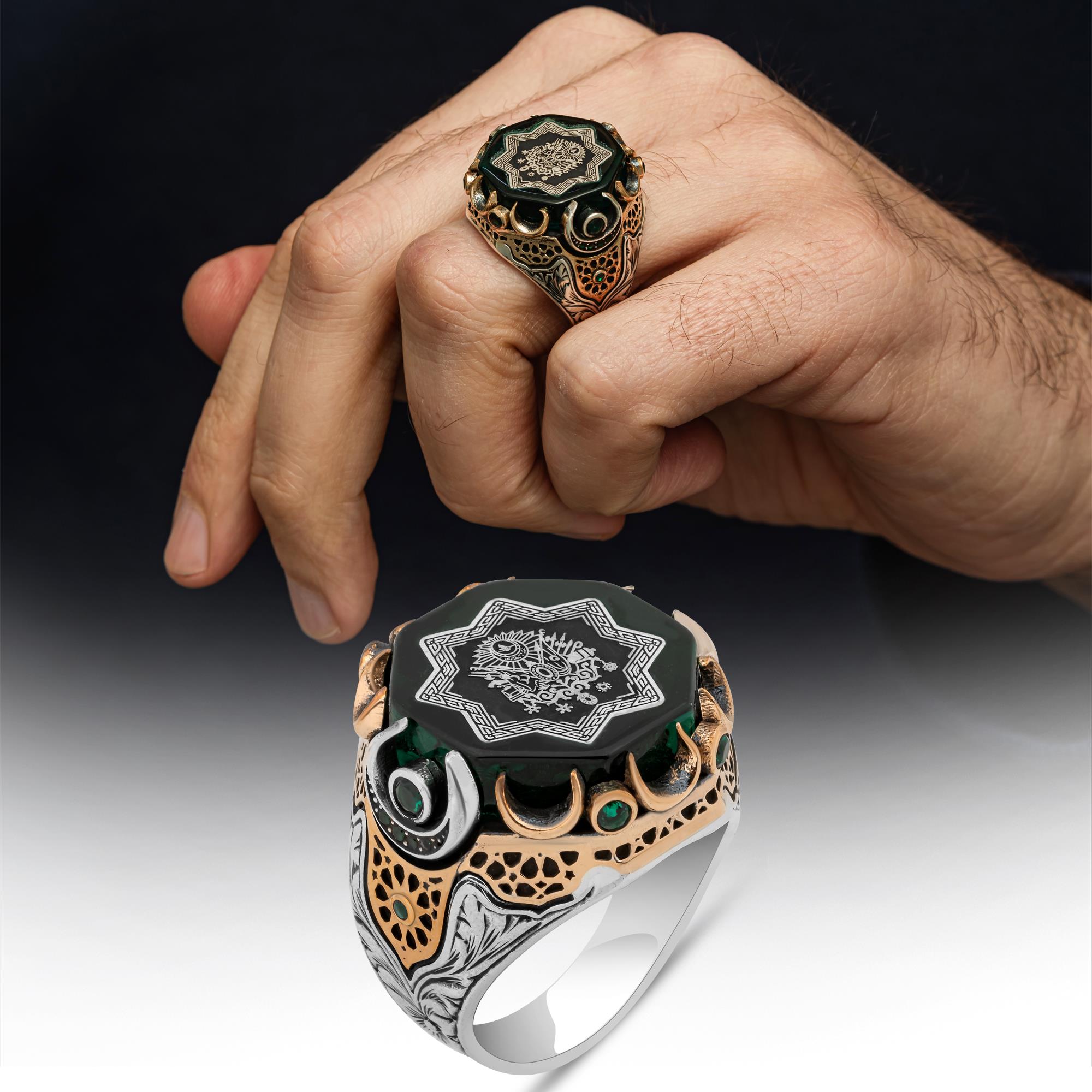 Osmanlı Devleti Armalı 925 Ayar Erkek Gümüş Yüzük