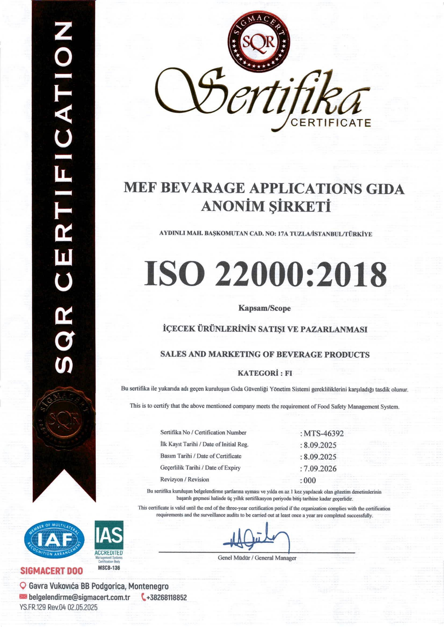 ISO 22000 Gıda Güvenliği