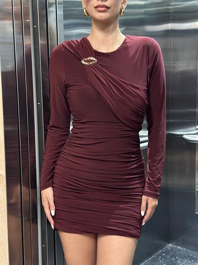 BORDO AKIŞLI ELBİSE