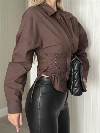 KORSE MODEL KAHVERENGİ GÖMLEK