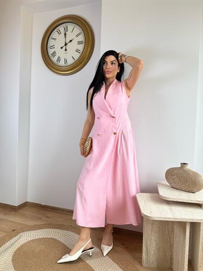 KRUVAZE TENSEL ELBİSE PEMBE 
