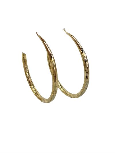 Gold Renk Desenli Çelik Halka Küpe