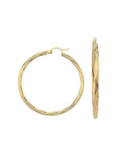 Gold Renk Desenli Çelik Halka Küpe